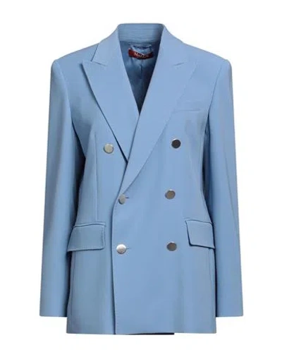 Max Mara Studio Woman Blazer Pastel Blue Size 10 Virgin Wool