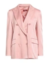 Max Mara Teiera Satin Double-breasted Blazer In Pink