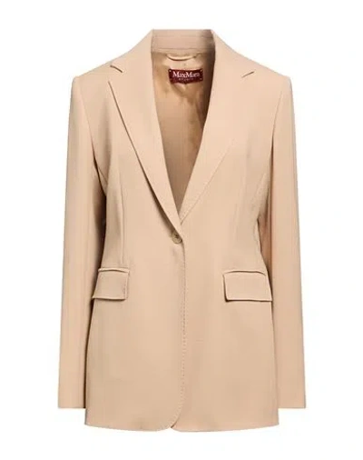 Max Mara Studio Woman Blazer Sand Size 10 Virgin Wool