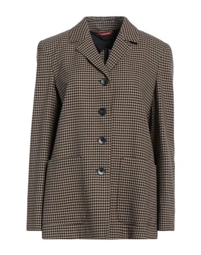 Max Mara Studio Woman Blazer Sand Size 10 Virgin Wool In Beige
