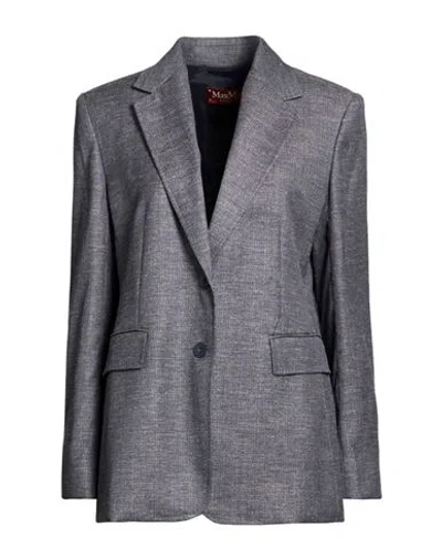 Max Mara Wool-blend Twill Blazer In Gray