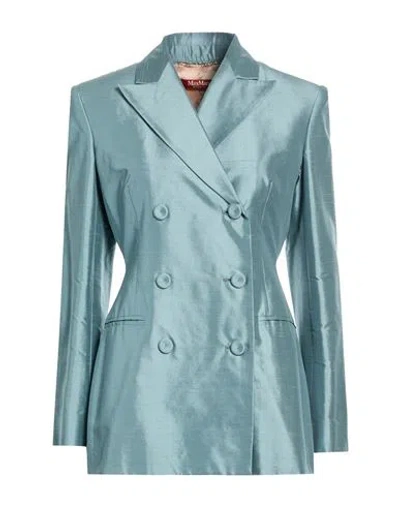 Max Mara Studio Woman Blazer Slate Blue Size 6 Silk