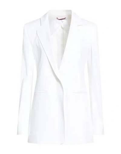 MAX MARA MAX MARA STUDIO WOMAN BLAZER WHITE SIZE 10 COTTON, ELASTANE