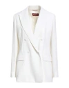 Max Mara Studio Woman Blazer White Size 12 Virgin Wool In White