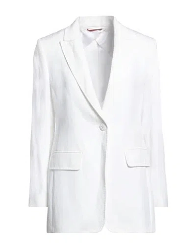 Max Mara Studio Woman Blazer White Size 6 Viscose, Linen