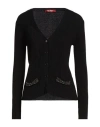 Max Mara Studio Woman Cardigan Black Size L Virgin Wool In Black