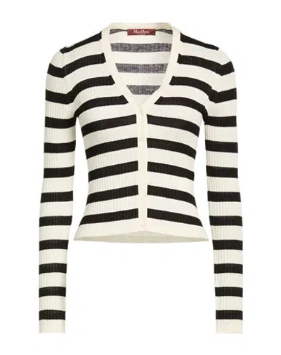 Max Mara Studio Woman Cardigan Cream Size L Silk, Wool In Black