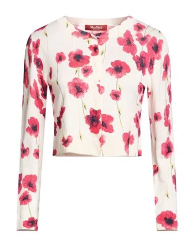 Max Mara Studio Woman Cardigan Ivory Size M Wool, Silk In Multi