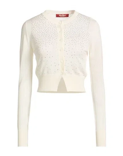 Max Mara Studio Woman Cardigan Ivory Size Xs Silk, Wool In White