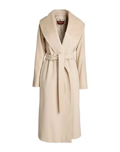 Max Mara Studio Woman Coat Beige Size 4 Cashmere, Alpaca Wool, Virgin Wool