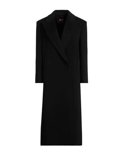 Max Mara Studio Woman Coat Black Size 8 Virgin Wool In Black
