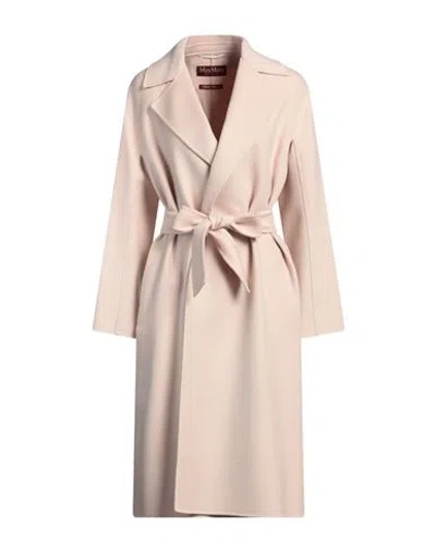 Max Mara Studio Woman Coat Blush Size 8 Virgin Wool, Silk, Cashmere In Pink