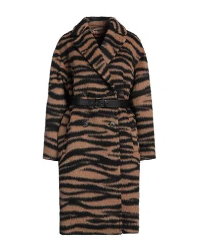 Max Mara Studio Woman Coat Brown Size 8 Virgin Wool, Alpaca Wool