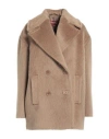 Max Mara Studio Woman Coat Camel Size 8 Alpaca Wool, Virgin Wool In Beige