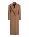 Max Mara Studio Woman Coat Camel Size 8 Virgin Wool In Beige