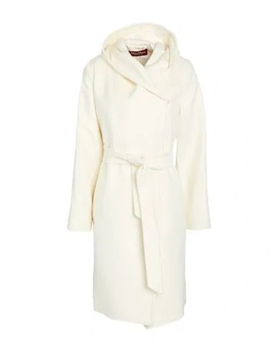 Max Mara Studio Woman Coat Ivory Size 6 Virgin Wool In White