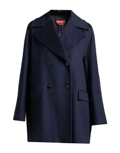 Max Mara Studio Woman Coat Navy Size 6 Virgin Wool In Blue