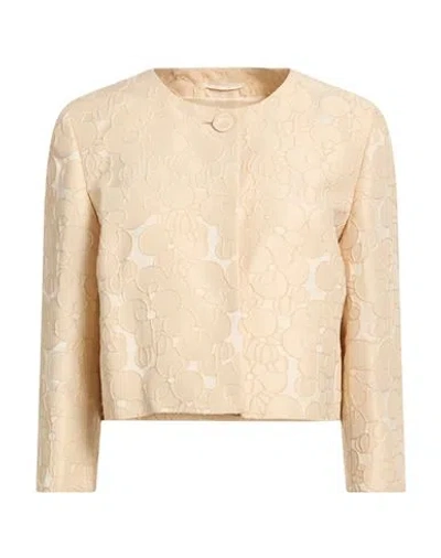 Max Mara Studio Woman Jacket Beige Size 12 Acetate, Polyester, Acrylic In Gray