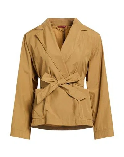 Max Mara Studio Woman Jacket Camel Size 10 Cotton In Brown