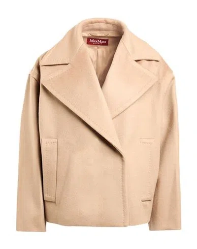 Max Mara Studio Woman Jacket Camel Size 8 Virgin Wool In Neutral