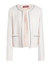 Max Mara Studio Woman Jacket Ivory Size 12 Viscose, Virgin Wool, Elastane