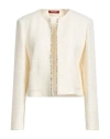 Max Mara Studio Woman Jacket White Size 10 Virgin Wool, Polyamide