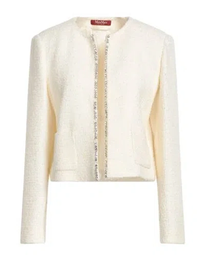 Max Mara Studio Woman Jacket White Size 10 Virgin Wool, Polyamide