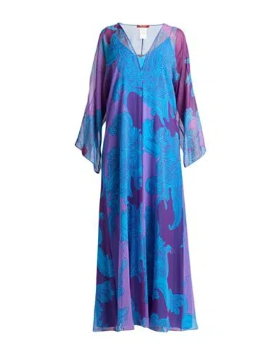 Max Mara Studio Woman Maxi Dress Azure Size 6 Silk In Blue
