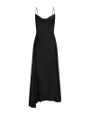 Max Mara Baden Satin Sleeveless Flared Midi Dress In Black