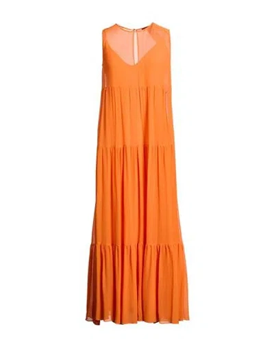 Max Mara Studio Woman Maxi Dress Orange Size 6 Cotton, Silk