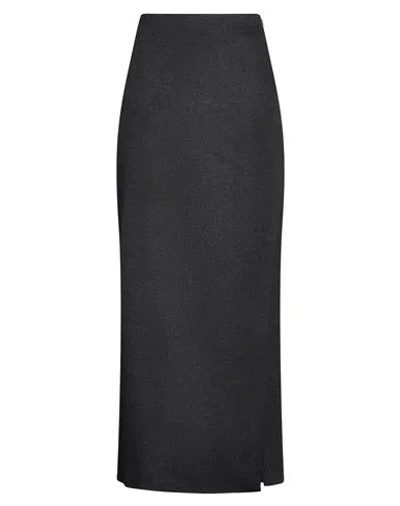 Max Mara Studio Woman Maxi Skirt Charcoal Size 4 Virgin Wool In Animal Print