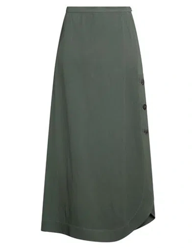 Max Mara Studio Woman Maxi Skirt Green Size 4 Viscose, Linen