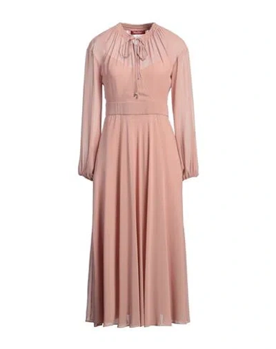 Max Mara Studio Woman Midi Dress Antique Rose Size 8 Silk In Pink