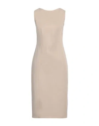 Max Mara Studio Woman Midi Dress Beige Size 6 Cotton, Elastane