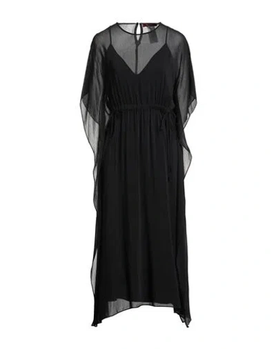 Max Mara Studio Woman Midi Dress Black Size 6 Cotton, Silk