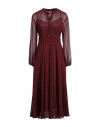 Max Mara Studio Woman Midi Dress Burgundy Size 10 Silk In Red
