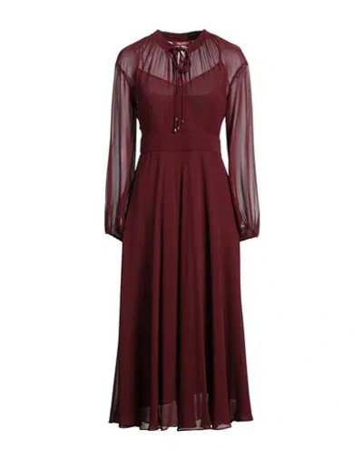 Max Mara Studio Woman Midi Dress Burgundy Size 10 Silk In Red