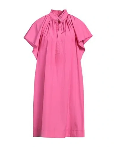 Max Mara Studio Woman Midi Dress Fuchsia Size 12 Cotton In Pink