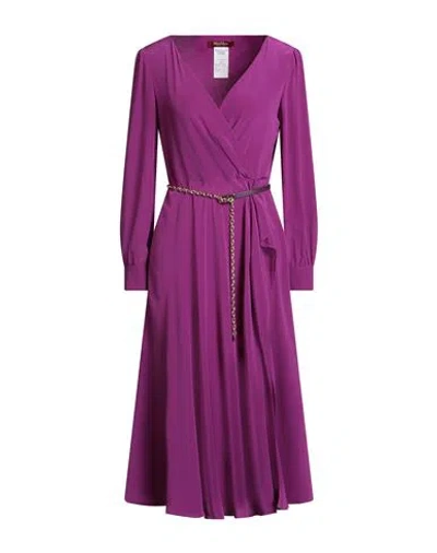 Max Mara Studio Woman Midi Dress Mauve Size 10 Silk In Purple