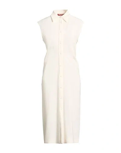 Max Mara Studio Woman Midi Dress Off White Size 4 Triacetate, Polyester In Black