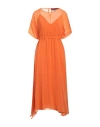 Max Mara Studio Woman Midi Dress Orange Size 12 Cotton, Silk