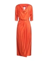 Max Mara Studio Woman Midi Dress Orange Size M Viscose, Elastane