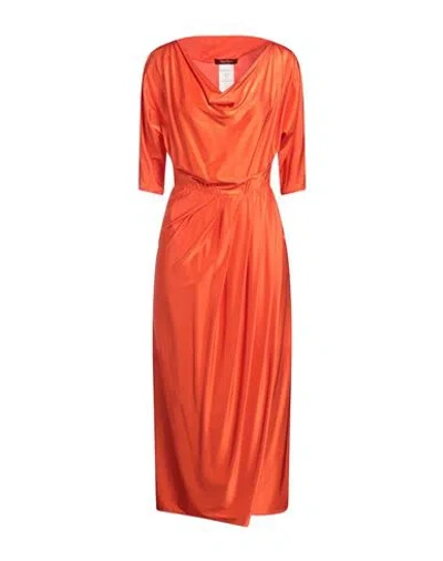 Max Mara Studio Woman Midi Dress Orange Size M Viscose, Elastane
