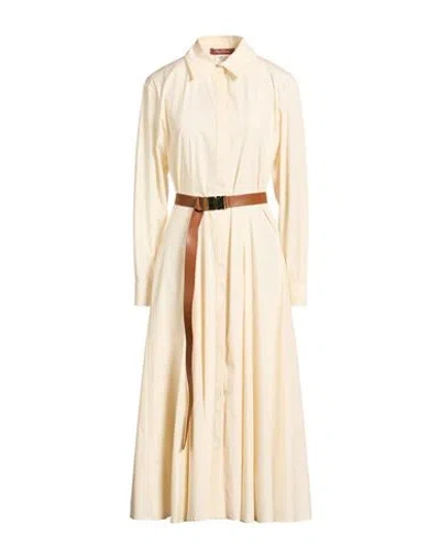 Max Mara Studio Woman Midi Dress Pastel Yellow Size 8 Cotton