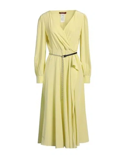 Max Mara Studio Woman Midi Dress Pastel Yellow Size 8 Silk