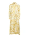 Max Mara Studio Woman Midi Dress Yellow Size 4 Silk In Yellow