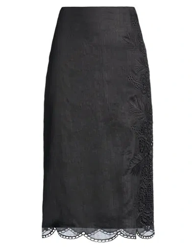 Max Mara Studio Woman Midi Skirt Black Size 8 Ramie