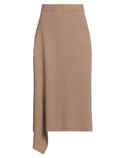 Max Mara Studio Woman Midi Skirt Brown Size Xl Wool, Cashmere