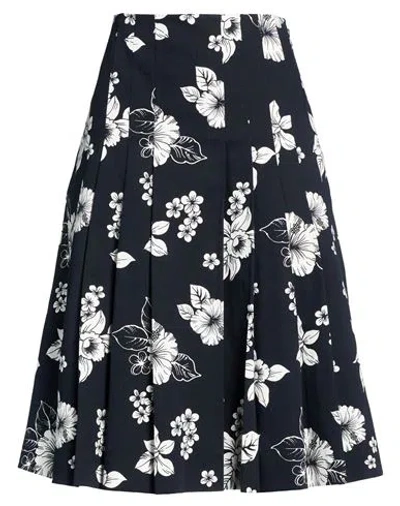 Max Mara Studio Woman Midi Skirt Midnight Blue Size 10 Cotton, Elastane In Multi