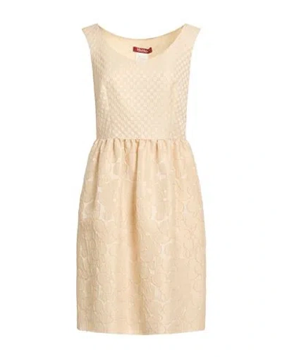 Max Mara Studio Woman Mini Dress Beige Size 10 Acetate, Polyester, Acrylic In Neutral